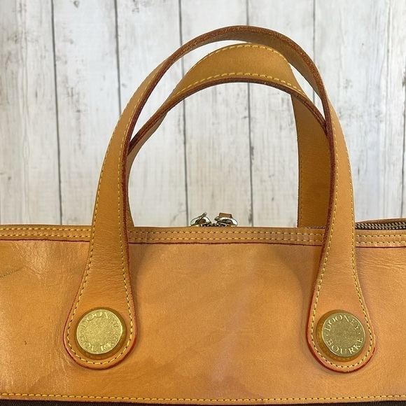 Dooney & Bourke Vintage Unisex Black Fabric and Tan Leather Cabriolet Weekender - Picture 8 of 15